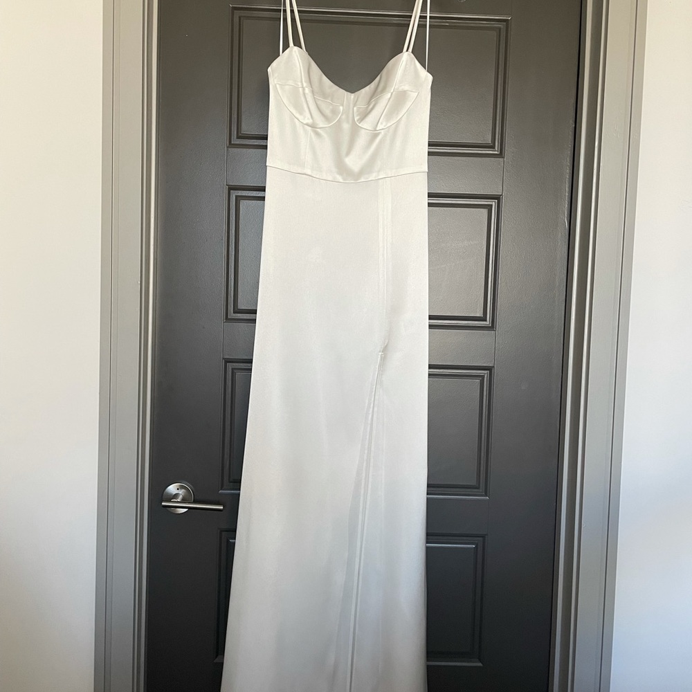 Allen Schwartz long bustier white dress
